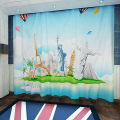 Seasides Statue Balloon Window Curtains CUR-0249