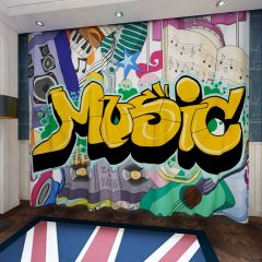 Lyrics Music Guitar Window Curtains CUR-0251