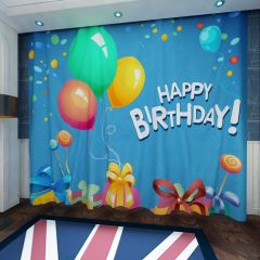 Birthday Balloon Present Window Curtains CUR-0257