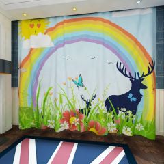 Sun Rainbow Flower Butterfly Window Curtains CUR-0259