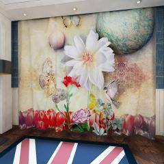 Flower Ball Butterfly Window Curtains CUR-0263