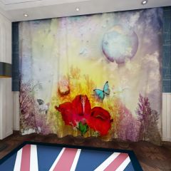 Flower Butterfly Ball Window Curtains CUR-0264