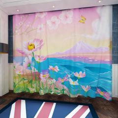 Flower Sea Mountain Window Curtains CUR-0273