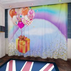 Cartoon Present Rainbow Window Curtains CUR-0274