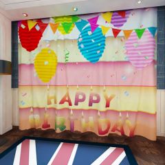Balloon Candle Birthday Window Curtains CUR-0275