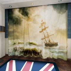 Sea Boat Storm Window Curtains CUR-0276
