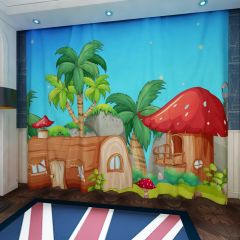 House Window Door Tree Window Curtains CUR-0278