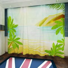Sea Sun Plant Seaside Window Curtains CUR-0286
