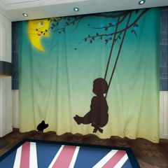 Moon Dog Kid Window Curtains CUR-0310