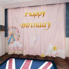 Star Hot-Air Balloon Pink Window Curtains CUR-0321