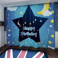 Star Moon Cloud Window Curtains CUR-0322
