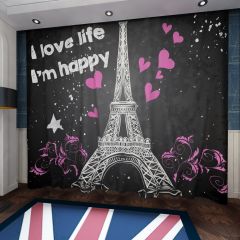 Tower Heart Love Window Curtains CUR-0323