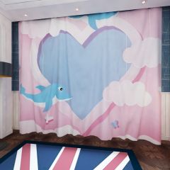 Heart Dolphin Window Curtains CUR-0324