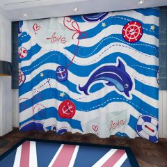 Dolphin Wave Window Curtains CUR-0327