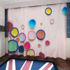 Colorful Circular Geometric Pattern Window Curtains CUR-0332
