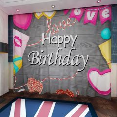 Birthday Flag Window Curtains CUR-0338
