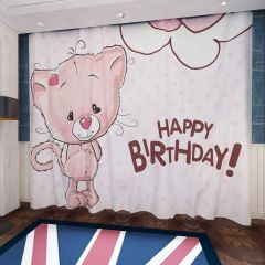Birthday Cat Window Curtains CUR-0342