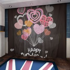 Birthday Heart Window Curtains CUR-0344