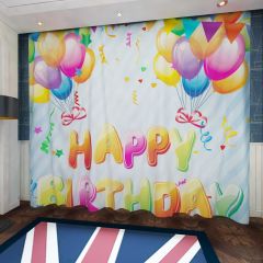 Birthday Colorful Ballon Window Curtains CUR-0355