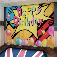 Birthday Ballon Window Curtains CUR-0356