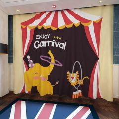 Carnival Elephant Lion Camp Window Curtains CUR-0358