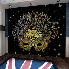 Mask Gold Heart-Shaped Window Curtains CUR-0375