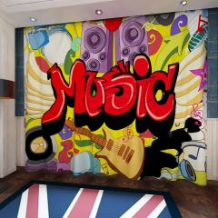 Music Guitar Note Microphone Window Curtains CUR-0385