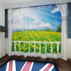 Arch Sky Cloud Flower Window Curtains CUR-0388