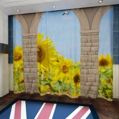 Arch Flower Sky Bird Window Curtains CUR-0390