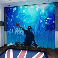 Stage Light People Ball Cheers Window Curtains CUR-0394