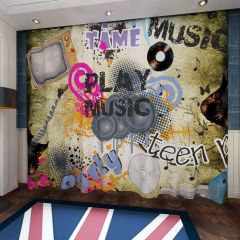 Graffiti Teen Video Play Music Tv Window Curtains CUR-0396