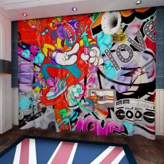 Graffiti Video Love Colour Broadcast Window Curtains CUR-0397