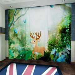 Deer Forest Butterfly Light Window Curtains CUR-0426