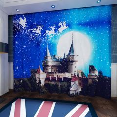 Night Moon Castle Tree Cloud Window Curtains CUR-0436