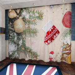 Sock Plant Ball Snowman Window Curtains CUR-0451