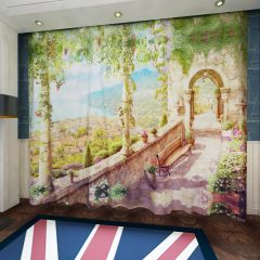 Arch Road Tree Sea Sky Cloud Window Curtains CUR-0452