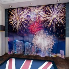 Firework House Light Night Window Curtains CUR-0457