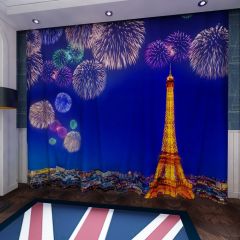 Firework Tower House Light Window Curtains CUR-0458