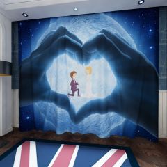 Heart Hand Wedding Moon Window Curtains CUR-0459