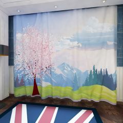 Tree Cloud Grass Mountain Window Curtains CUR-0461