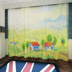 Land Tree Cloud Sun Window Curtains CUR-0462