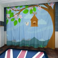 Tree Bird Cloud Window Curtains CUR-0465