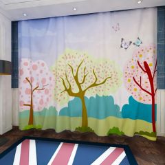 Tree Cloud Butterfly Window Curtains CUR-0466