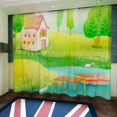 House River Tree Grassland Window Curtains CUR-0467