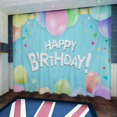 Balloon Birthday Ribbon Window Curtains CUR-0468