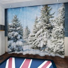 Snowy Forest Window Curtains CUR-0482