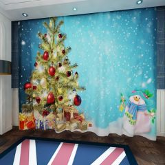 Decorated Christmas Tree Window Curtains CUR-0484