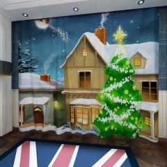 Quiet Christmas Night Window Curtains CUR-0488