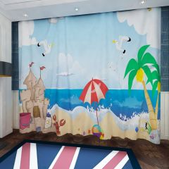 Seaside Coconut Trees Window Curtains CUR-0500