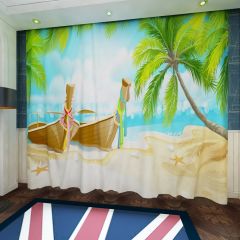 Seaside Boats Window Curtains CUR-0505